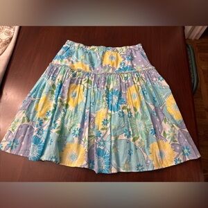 Vtg Lilly Pulitzer Midi Skirt King Crab Floral Cotton Women’s Size Large Preppy